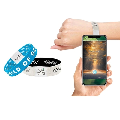 ผ้ายืด แผ่นพระคัมภีร์ทุกวัน สร้อยข้อมือด้วย NFC RFID ผ้ายืดหยุ่น แขนข้อมือ