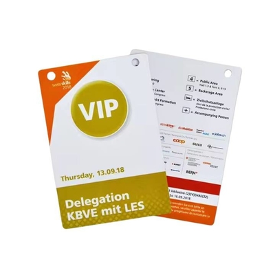 Punch Hole RFID Event Badges Smart RFID Chip Vip Pass บัตรประชาชน พร้อมผ้าใบ