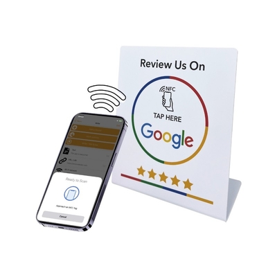 สแตนด์ NFC ที่กําหนดเอง รีวิวโซเชียลมีเดีย NFC PVC การ์ดรีวิว Google เมนูการแสดงผล